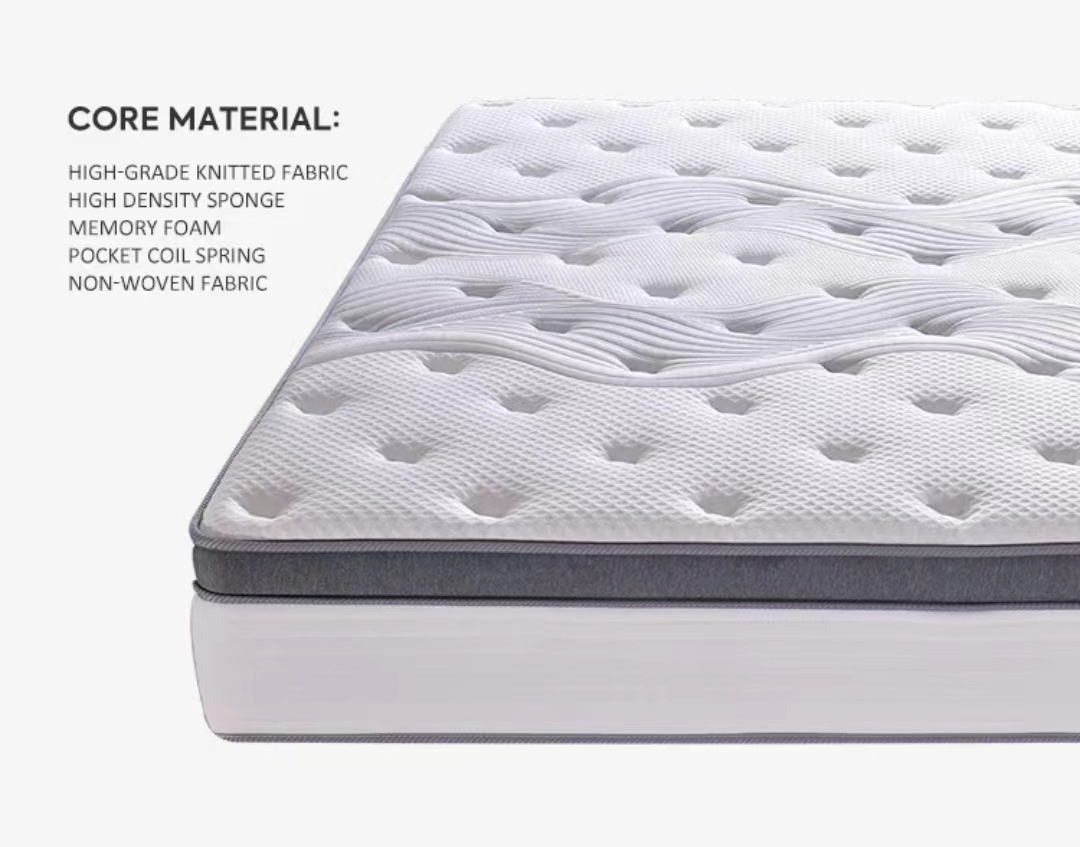 Luxury Queen King Matelas 12 inch 7 Zone Pocket Coil Latex Spring Memory Foam Mattress