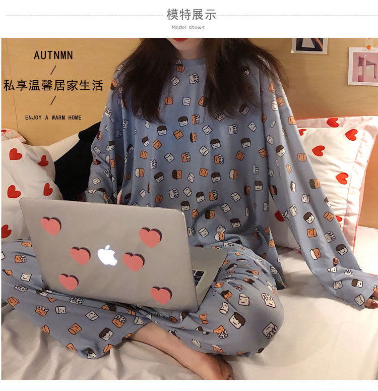 2023 Fashion Women's Two Piece Pajamas Sweet Girls Korean Printed Pajamas Casual Wear Women's Pajamas