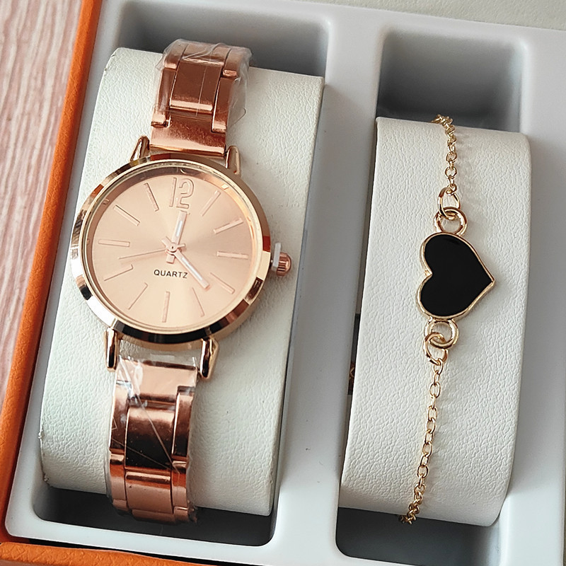 2024 Fashion Gold Quartz Lady Watch Gift Set Simple 2PCS Watch And Bracelet Set For Women