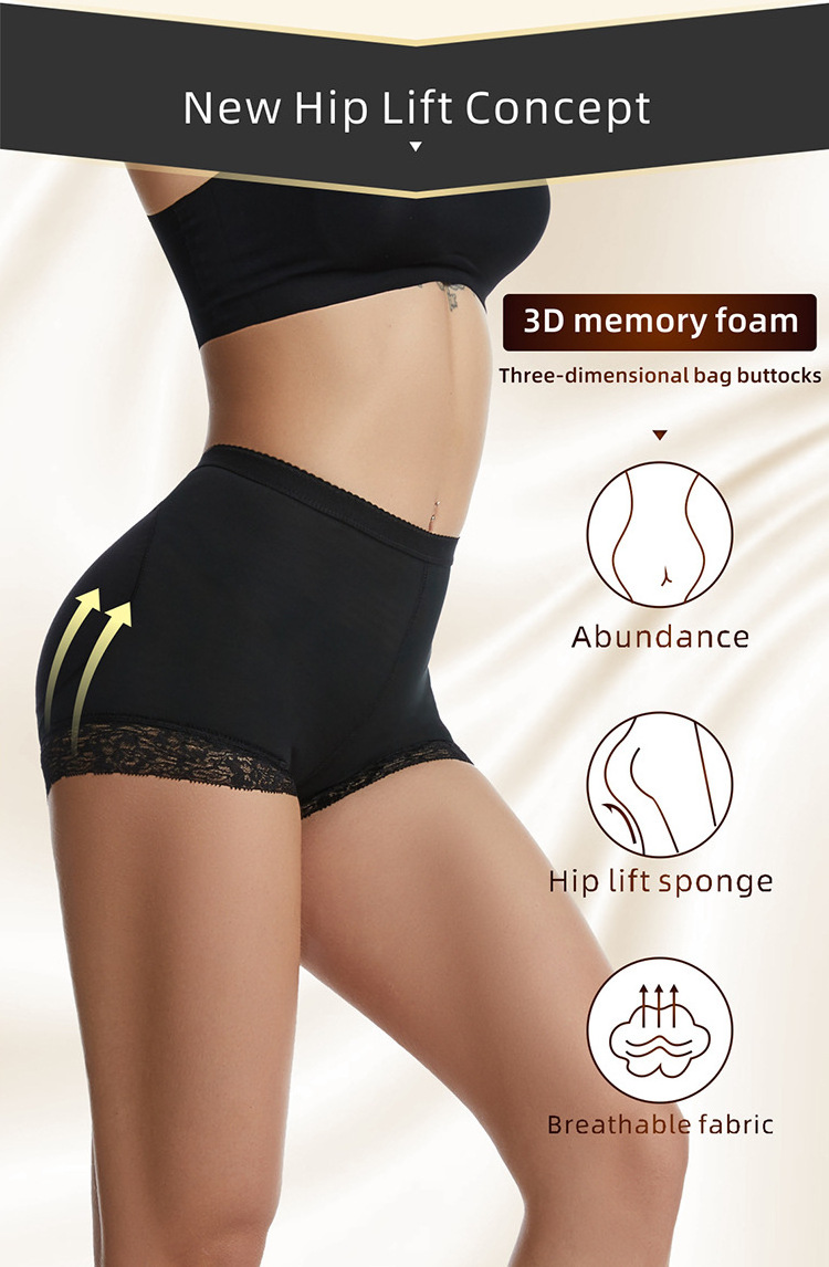 Women Seamless Silicone Underwear New Model Lady Padded Panty Solid Color Slim Boxer Shapewear