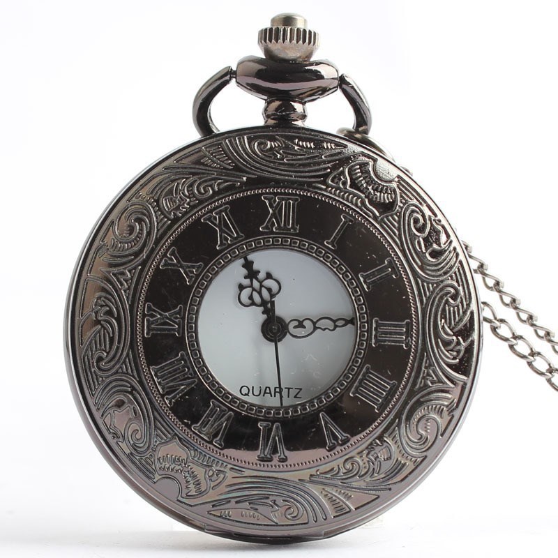 Antique Roman Style Double Hunter Skeleton Steampunk Mechanical Pocket Watch