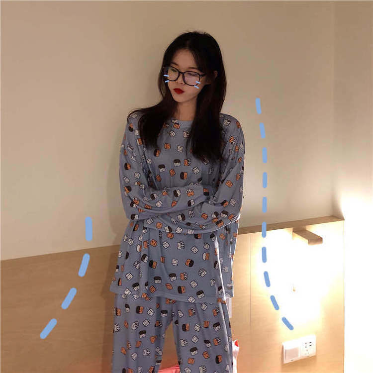 2023 Wholesale High Quality Women's New Pajamas Cartoon Long sleeved Cute Home Pajamas