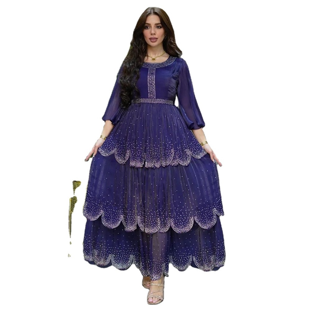 2024 Autumn Hot Selling Middle Eastern Style Long Pleated Dress - Casual with Pleats Long Sleeve Cake Dress