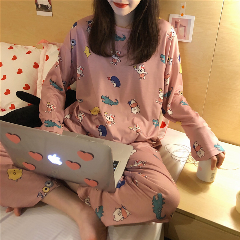 2023 Fashion Women's Two Piece Pajamas Sweet Girls Korean Printed Pajamas Casual Wear Women's Pajamas