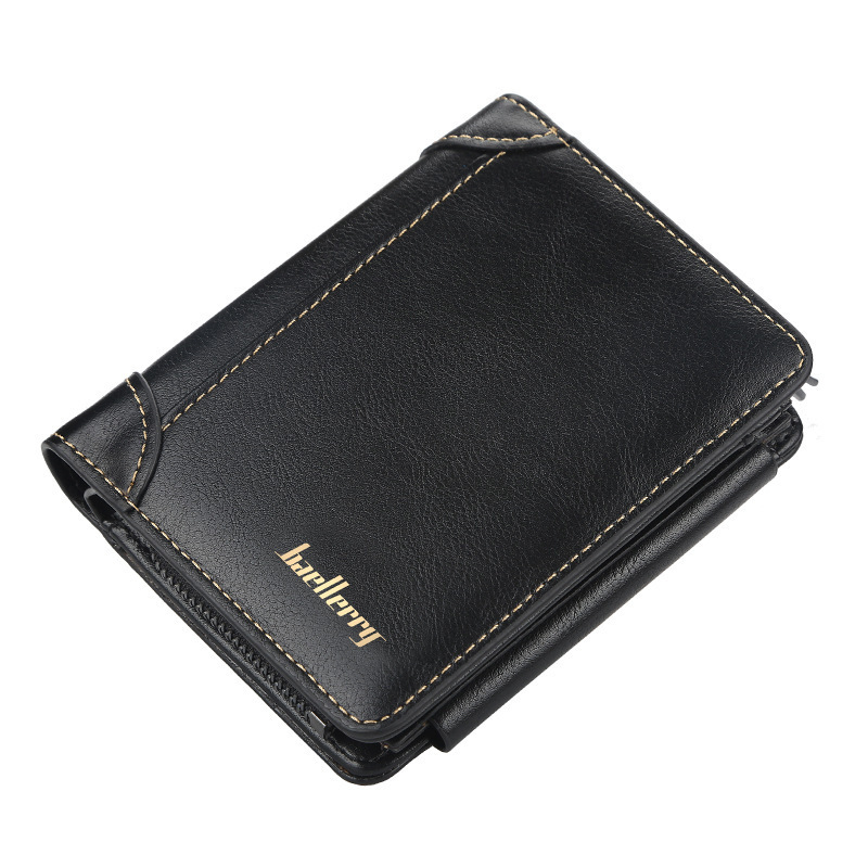 wholesale Baellery Men's Short Business Zipper Multi Card Fashion leather moneybag  Wallet