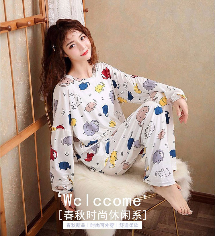 2024 Customized women's autumn and winter oversized loose long sleeved pants cartoon home pajamas