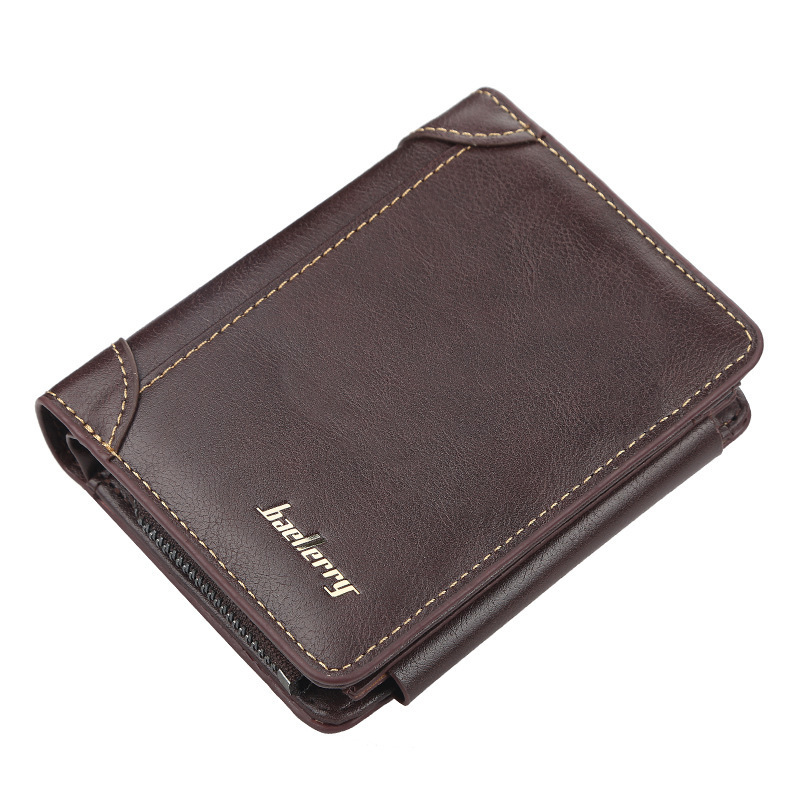 wholesale Baellery Men's Short Business Zipper Multi Card Fashion leather moneybag  Wallet