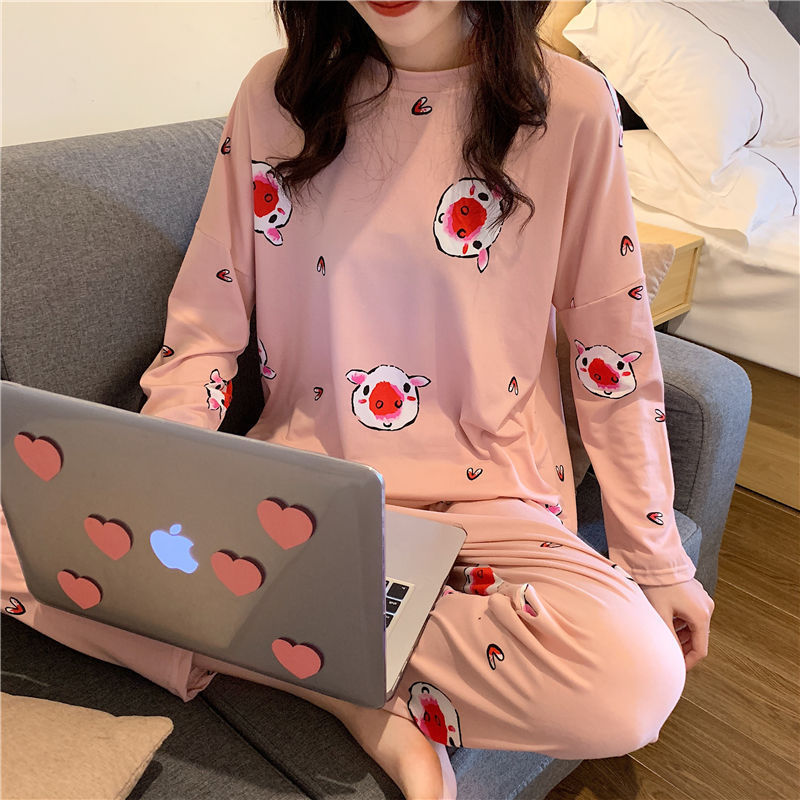 2023 Spring and Autumn Milk Silk Pajamas Women's Comfortable Home Furnishings Can be Outworn Spring and Autumn Long sleeved Set