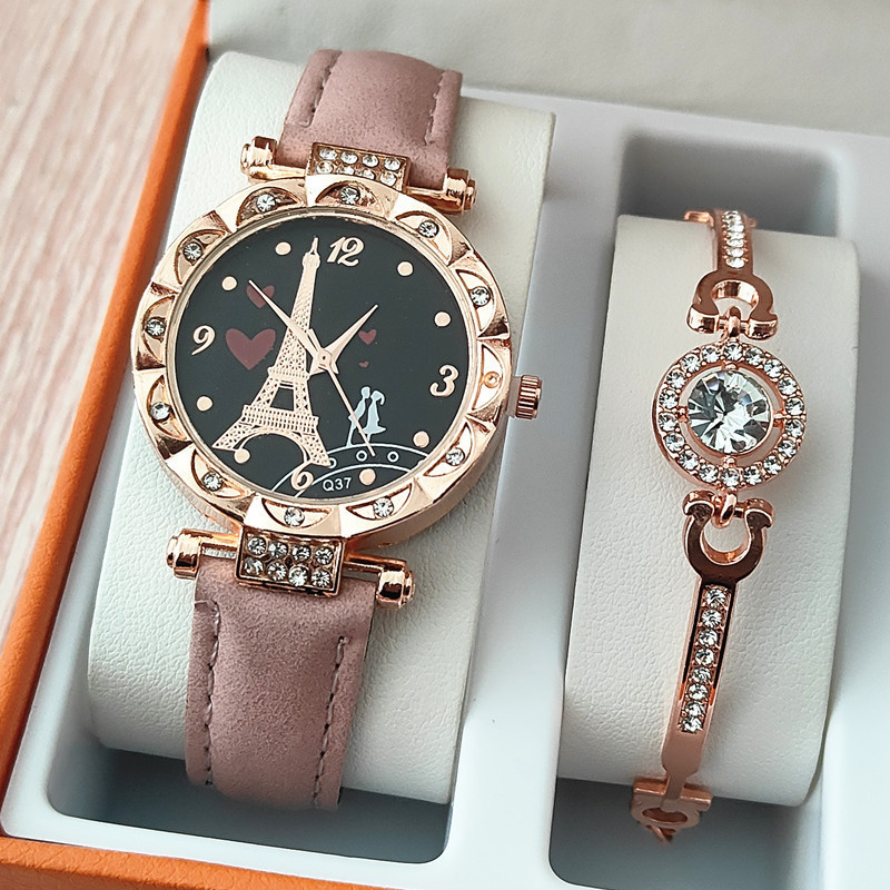 2024 Fashion Simple number Dial Leather strap Watch Quartz fashion watch for girls