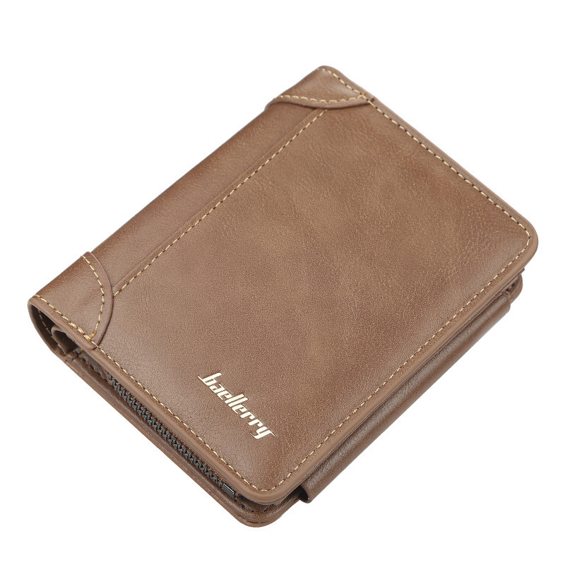 wholesale Baellery Men's Short Business Zipper Multi Card Fashion leather moneybag  Wallet