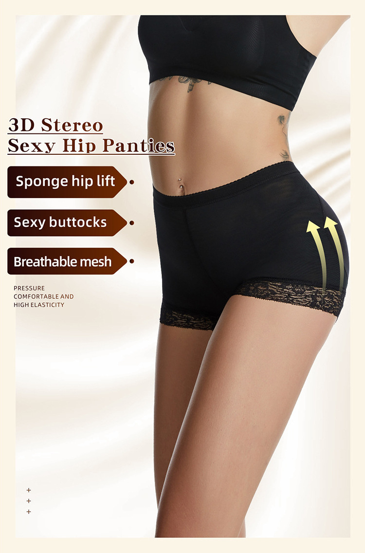 Women Seamless Silicone Underwear New Model Lady Padded Panty Solid Color Slim Boxer Shapewear