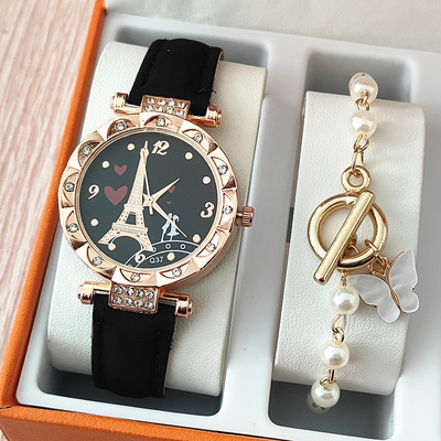 2024 Fashion Simple number Dial Leather strap Watch Quartz fashion watch for girls