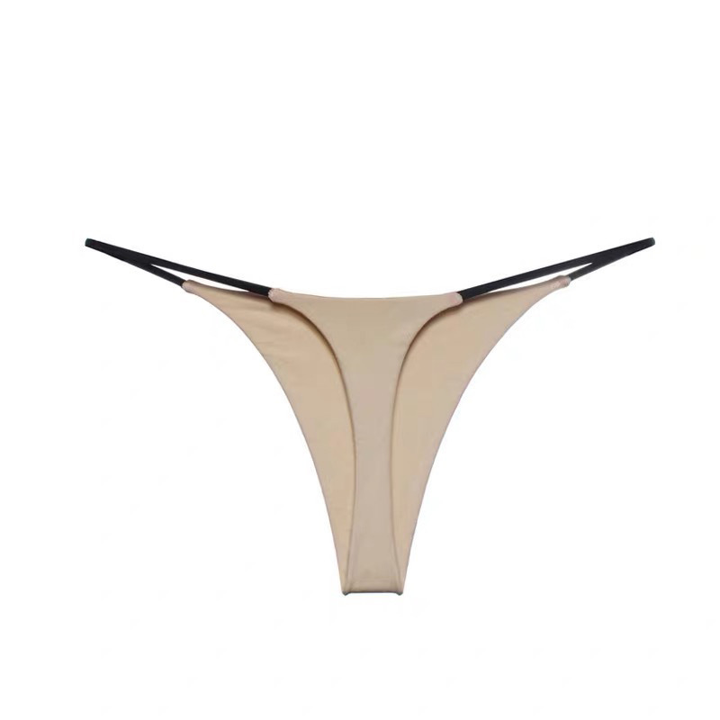 Custom OEM ODM Logo seamless Spandex Print Letter Underwear Panties High Cut Thongs for Women