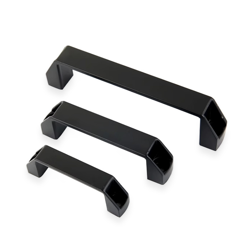 Hengsheng Low MOQ Plastic Pull Handles Door Cabinet Black Rectangular Pull Handle Different Size Durable U Door Handle