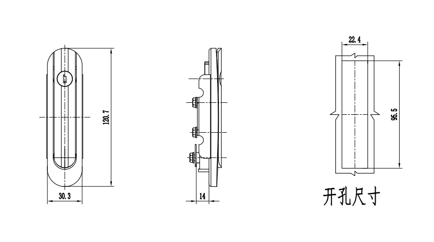 Hengsheng High safety High quality AB402-1 Zinc Alloy Panel Lock Industrial Swing Handle electric cabinet lock