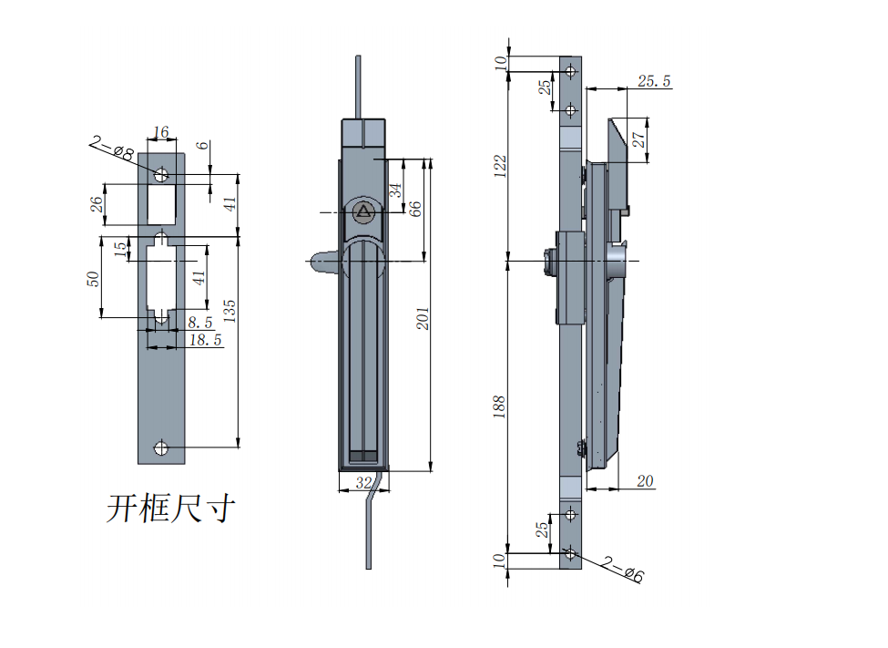 Hengsheng MS830 connecting 3 point rod lock system electric box cabinet lock rod latch door lock