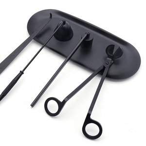 Low Moq Black Candle Care Accessory Tool Stainless Steel Candle Care Tools Dipper Scissors Snuffer Candles Trimmer Set