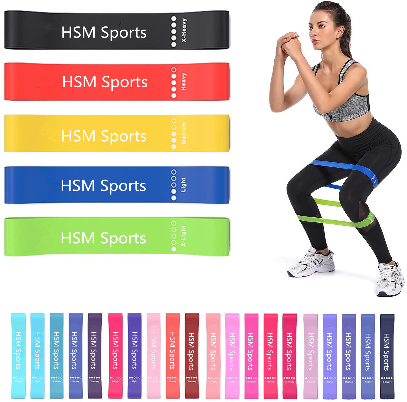 High Quality 100% Natural Latex Resistance Booty Loop Band Sport Bands Fitness Workout Bands With Carry Bag