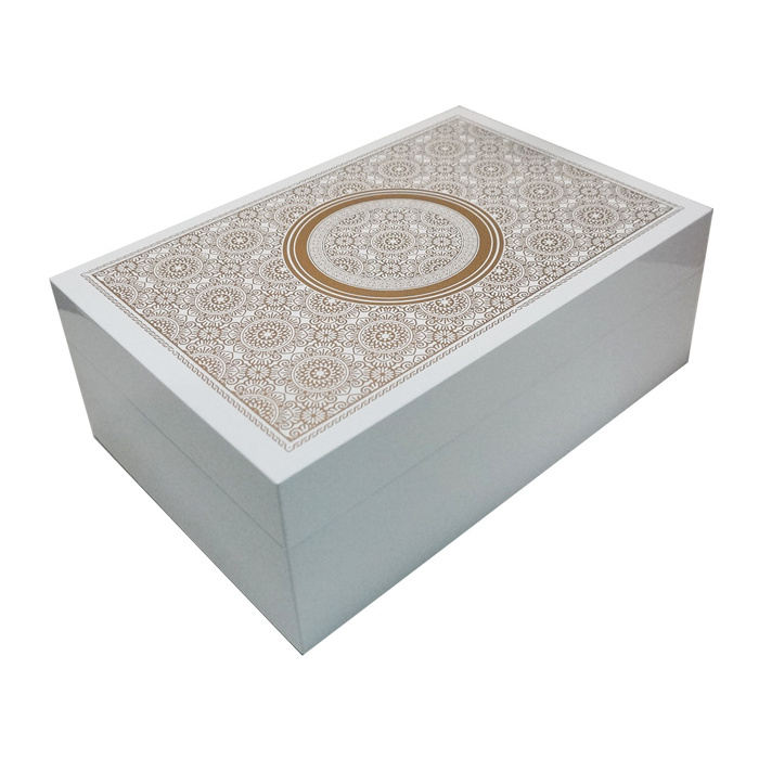 Star box high quality white piano lacquer large wooden box for gift packing wood ramadan gift box