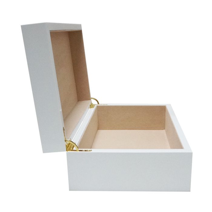 Star box high quality white piano lacquer large wooden box for gift packing wood ramadan gift box