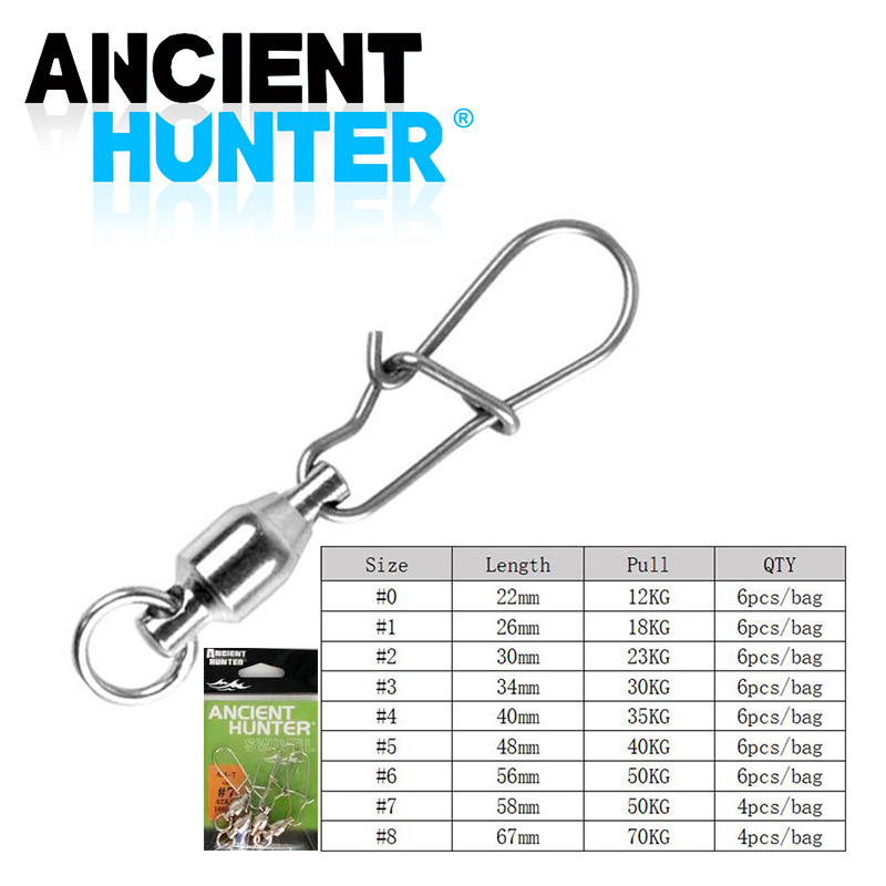 Ancient Hunter Fishing Swivels Connector Interlock Snap Strong Ball Bearing Rolling Swivel Link jig lure