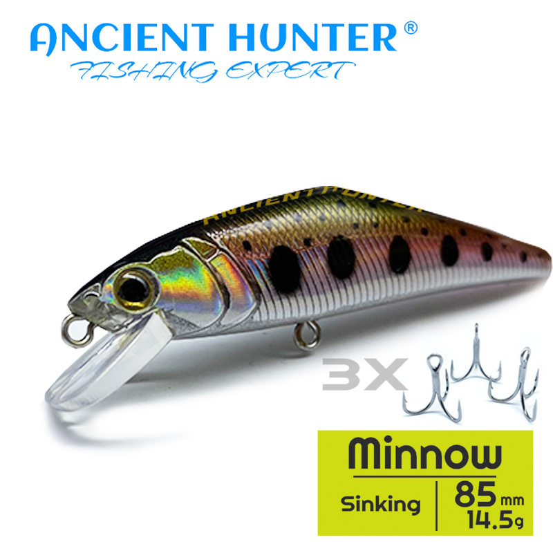 Ancient Hunter 85MM/14.5G professional quality fishing lures hard bait Sinking 2.5m-3m Lead slim quality minnow Artificial Bait