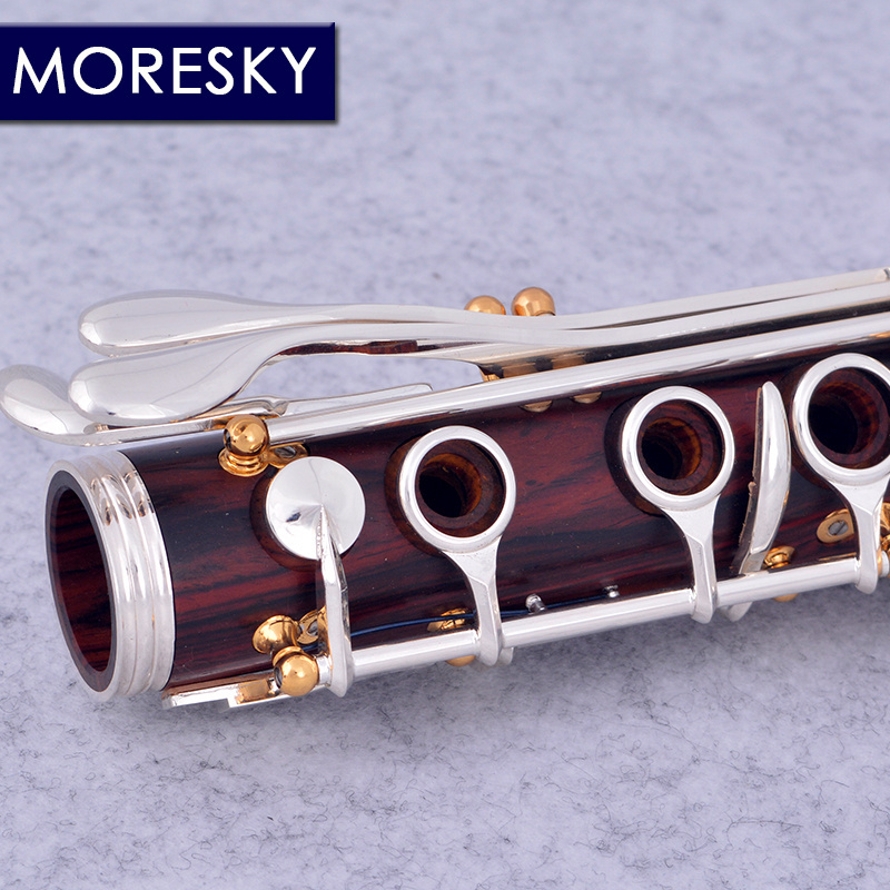 MORESKY Professional Cocobolo Clarinet A Tune 17 Keys Silver Plated Klarinet In La MA69