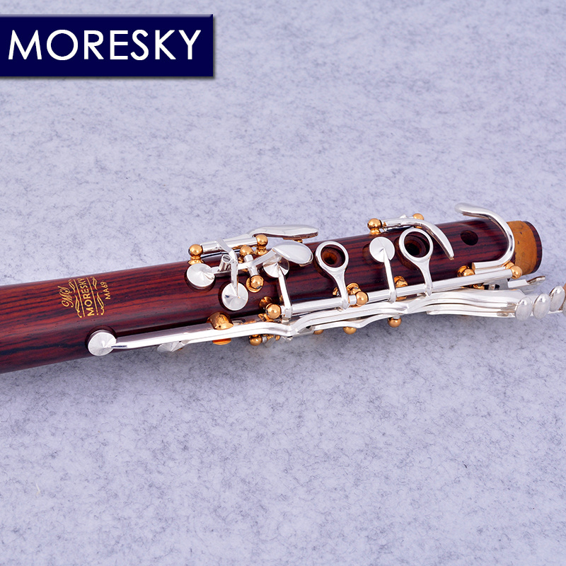 MORESKY Professional Cocobolo Clarinet A Tune 17 Keys Silver Plated Klarinet In La MA69