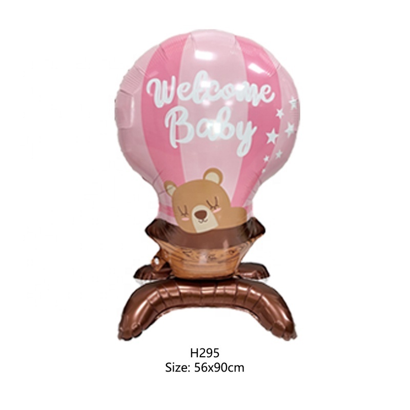 Children Balloon in Brown Bear Shape Hot Air Balloon Shape Decoration Pink and Blue Bear Baby Cartoon Standing Balloon Hot Air