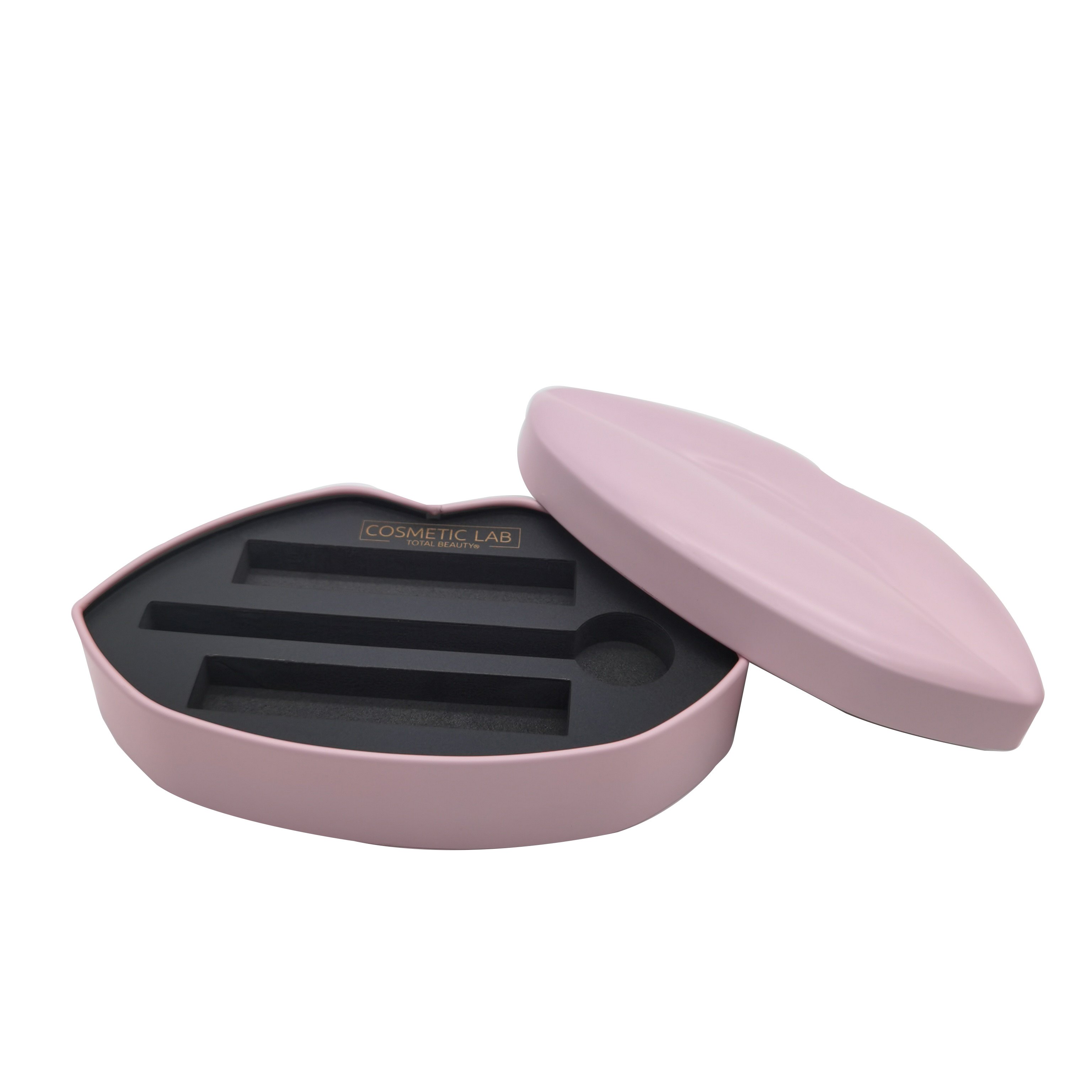 Hot sale lip shape tin box with insert foam lipstick empty packaging tin box