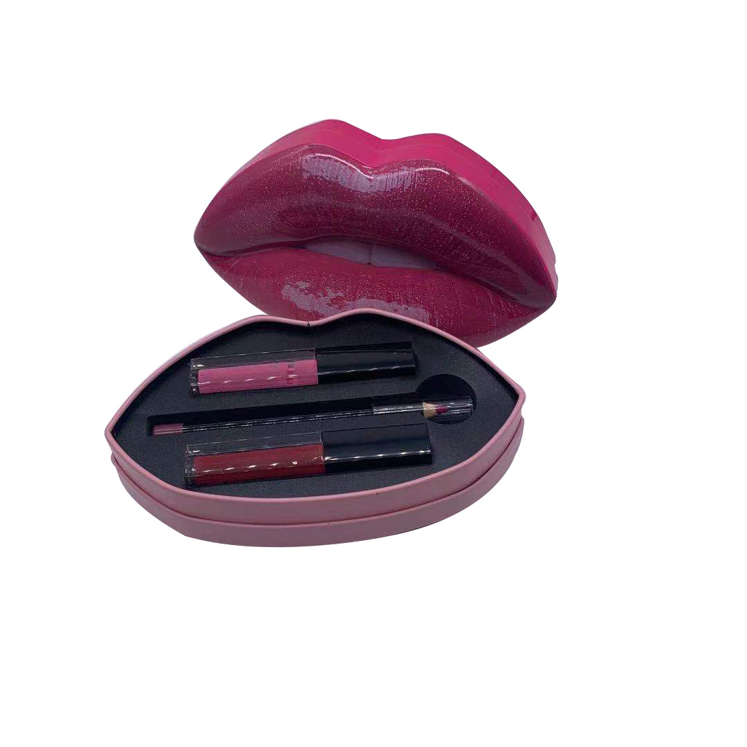 Hot sale lip shape tin box with insert foam lipstick empty packaging tin box