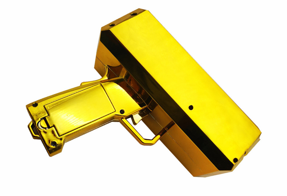 2021 Metallic Gold Money Spray Gun OEM LOGO Cash Cannon Birthday Funny Throw Money Gun Gold Chrome Gold Money Gun