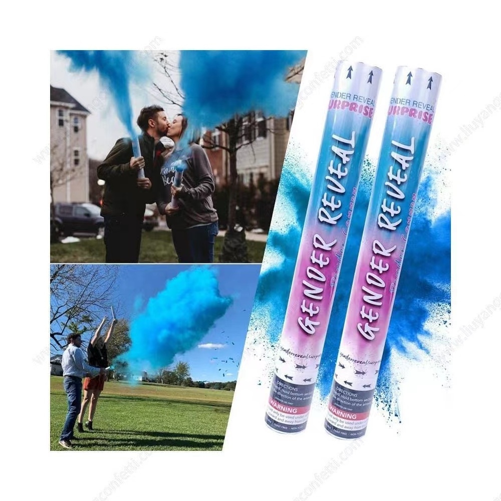 Wholesale boys and girls 45cm confetti cannon blue pink powder Baby shower decoration gender reveal Cannon