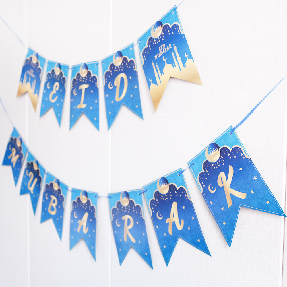 Ramadan Mubarak Kareem Muslim Eid Party Decorations 2023 Decoration Ramadan Star Moon Garlands Hanging Swirls Eid Mubarak Banner