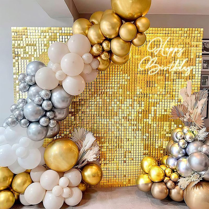 Wall Backdrop Sequin Panels Gold Backdrop Decoration Shimmer Panels Photo Backdrops For Birthday Anniversary Parties Decoration