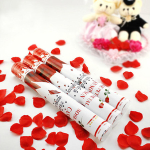 Wholesale biodegradable confetti wedding 30cm 60cm hand-held cloth confetti rose petal wedding shooting Popper Cannon