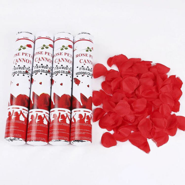 Wholesale biodegradable confetti wedding 30cm 60cm hand-held cloth confetti rose petal wedding shooting Popper Cannon