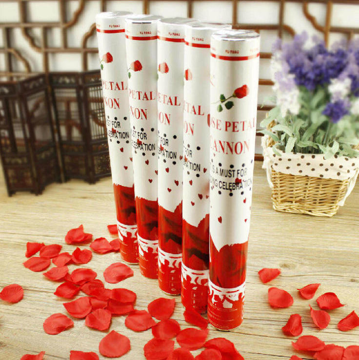 Wholesale biodegradable confetti wedding 30cm 60cm hand-held cloth confetti rose petal wedding shooting Popper Cannon