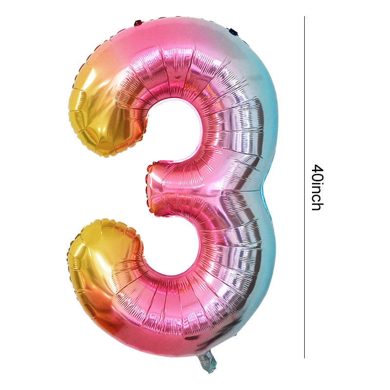 Hot Selling Baby Shower Happy Birthday Party Decorations 40inch Digital Foil Balloons Air Helium Number Balloon