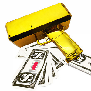 2021 Metallic Gold Money Spray Gun OEM LOGO Cash Cannon Birthday Funny Throw Money Gun Gold Chrome Gold Money Gun