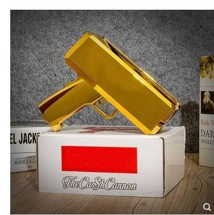 2021 Metallic Gold Money Spray Gun OEM LOGO Cash Cannon Birthday Funny Throw Money Gun Gold Chrome Gold Money Gun