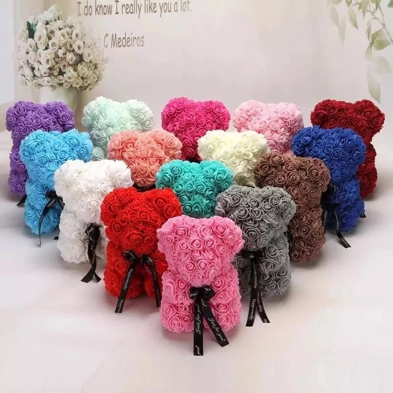 2024 LED Crochet Flowers Bear Bouquet Handmade Knitted Bouquet With Fairy String Lights For Mother's Day Valentine's Day Gift