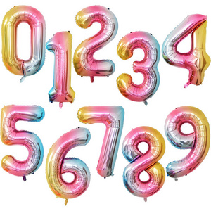 Hot Selling Baby Shower Happy Birthday Party Decorations 40inch Digital Foil Balloons Air Helium Number Balloon