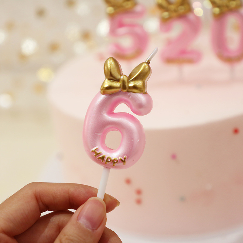 Cute Bowknot Birthday Number Candle Princess Prince 0-9 Number Candles Cupcake Party Cake Decor Topper Digital Candle