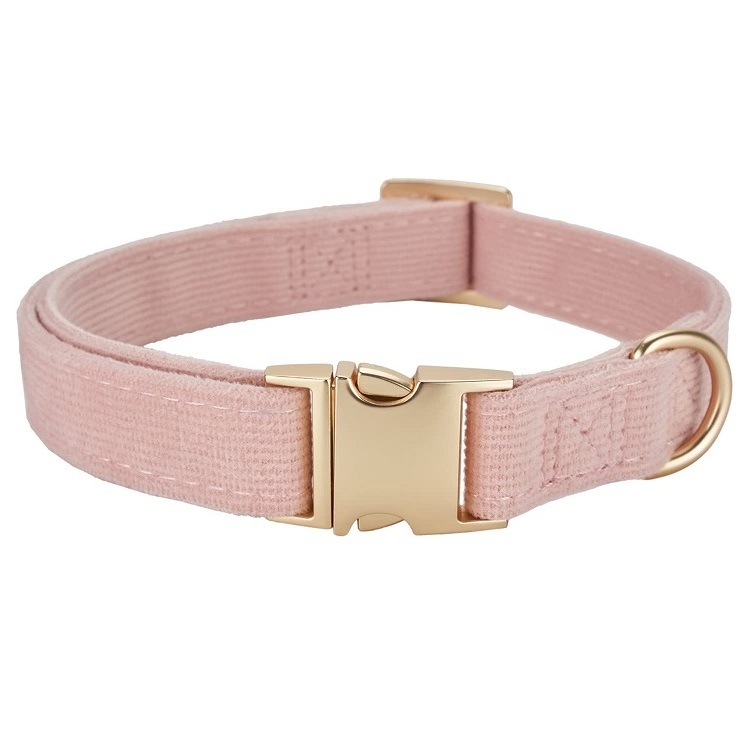 2024 Hot Selling Manufacturer Adjustable Double Layer Soft Corduroy Fabric Dog Collar With Metal Buckle