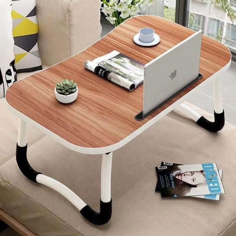 Bamboo wooden computer desk/ portable foldable laptop table with cup holder cooler fan drawer