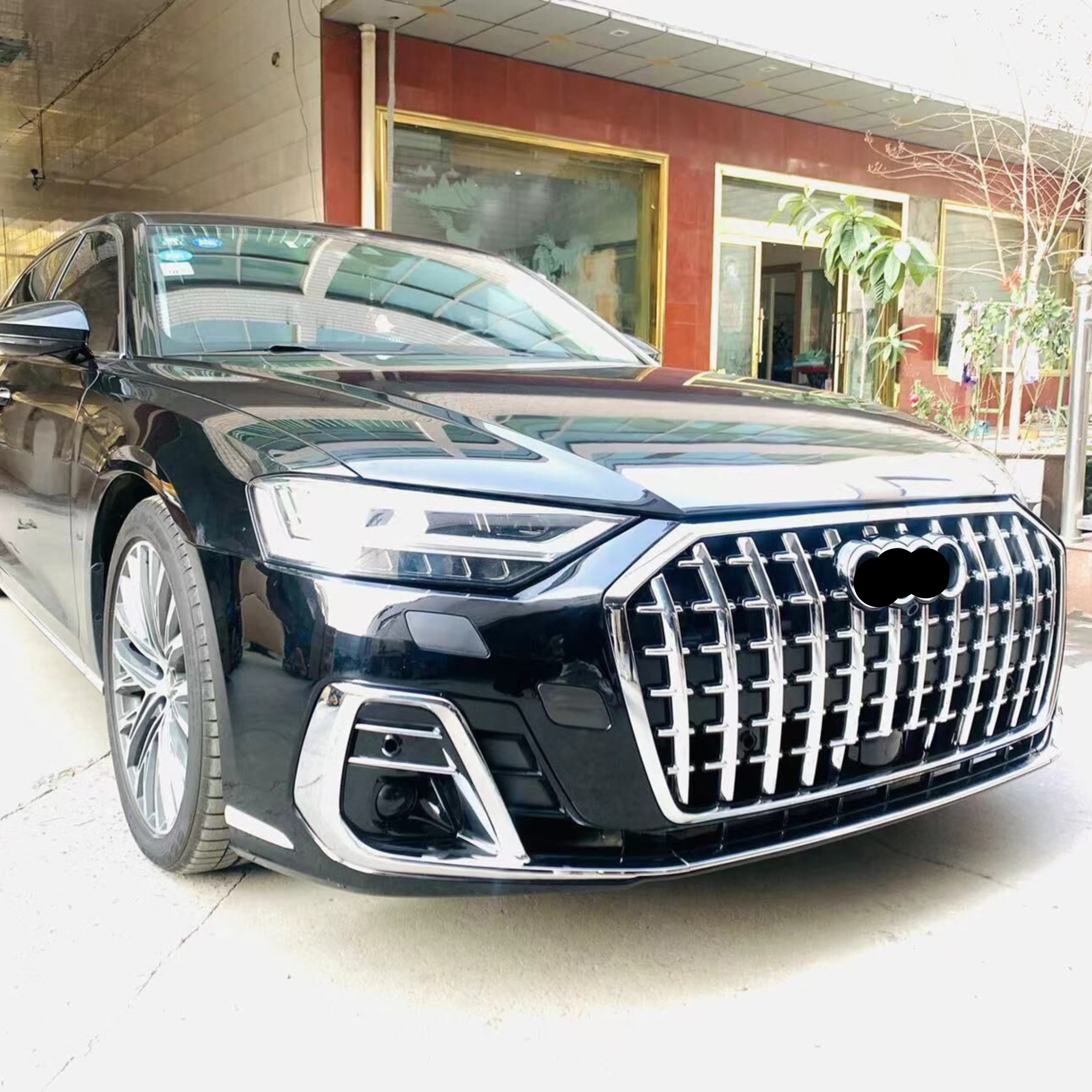 Hoshi version front bumper kit no replacement headlights, non-destructive upgrade 2018-2022 Audi A8 D5 4N8 4NX grille bumper