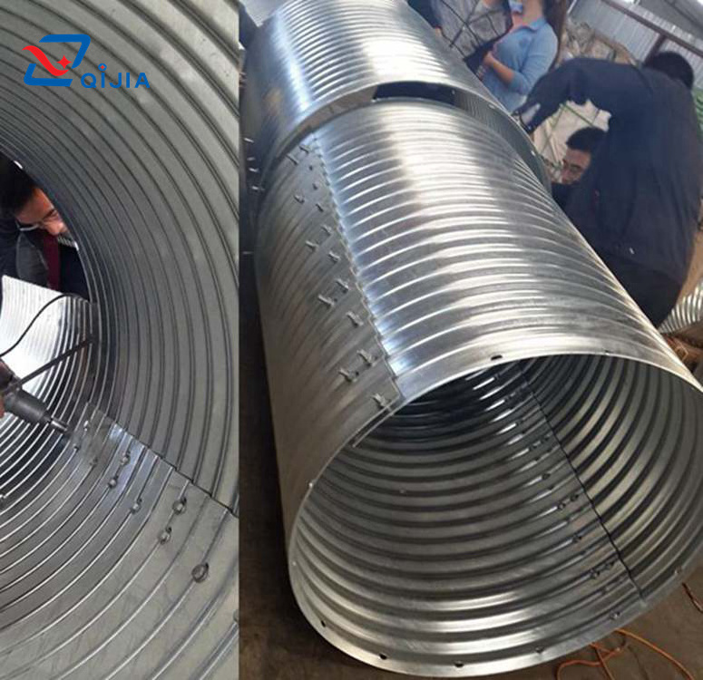 Small diameter 850 mm two plates per circle assembly corrugated steel culvert pipe