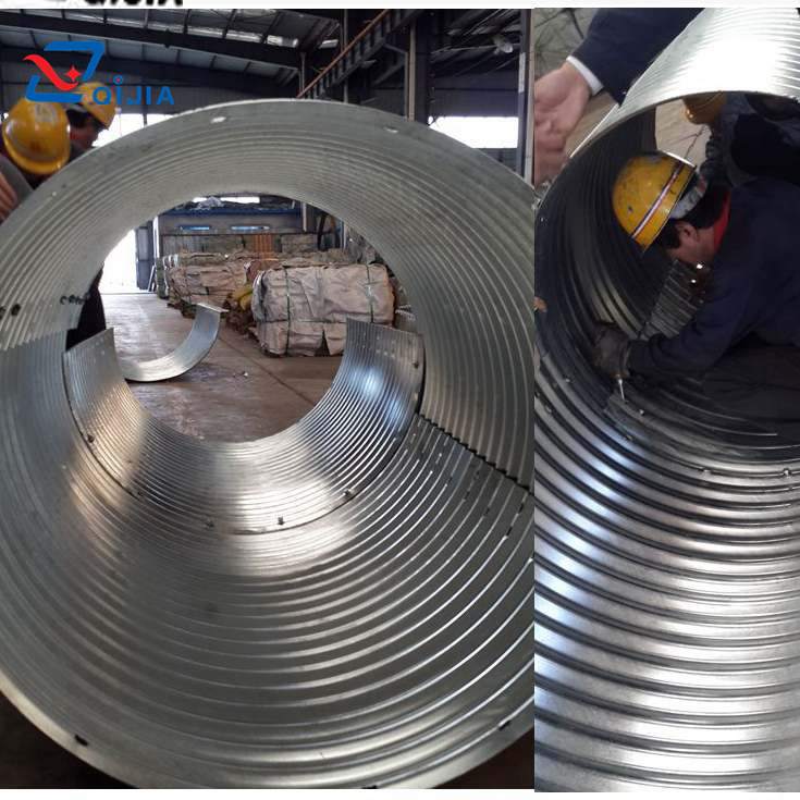 Small diameter 850 mm two plates per circle assembly corrugated steel culvert pipe