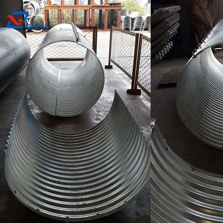 Small diameter 850 mm two plates per circle assembly corrugated steel culvert pipe